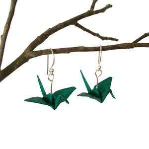 🆕🌸 Paper Crane Earrings in Deep Teal